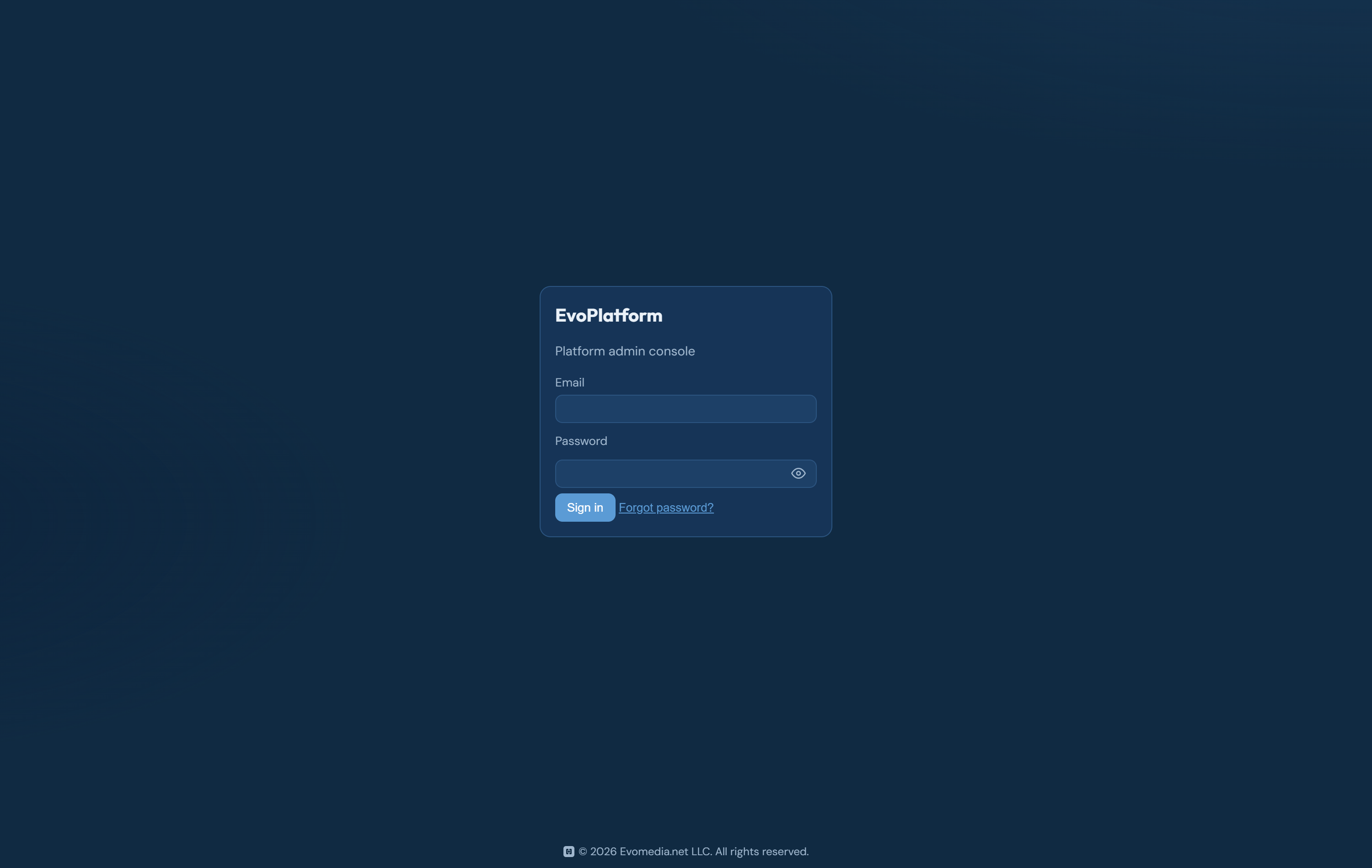 The console sign-in screen